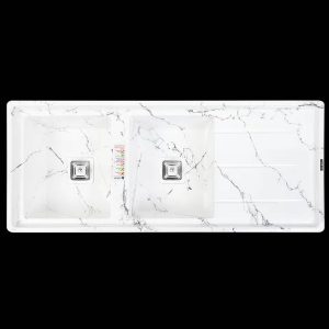 سینک گرانیتی سفید طرح سنگ رگه مشکی DS3607-120 درسا